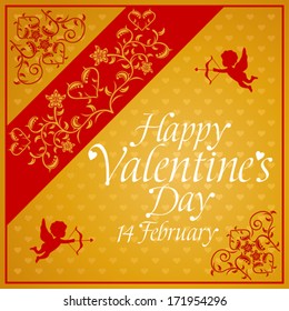   Valentines day background card with Cupid