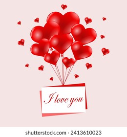 Valentines day background card with hearts . Happy Holiday brochure in cute pink style. flyer template with text - Happy Valentines Day. Stock vector illustration