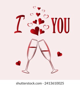 Valentines day background card with hearts . Happy Holiday brochure in cute pink style. flyer template with text - Happy Valentines Day. Stock vector illustration