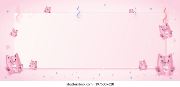 Valentines day background with cat pattern and  happy valentines day