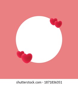 Valentines day background with circle and hearts