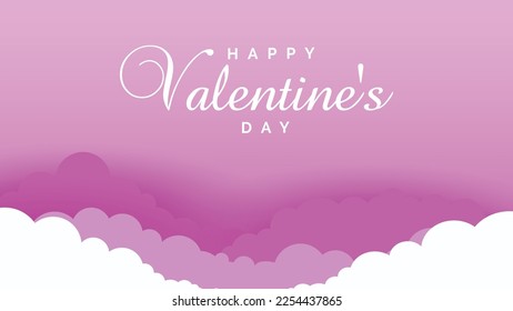 Valentines day background with clouds. EPS 10 vetor design. Calligraphy text art design. Happy valentine's day template.