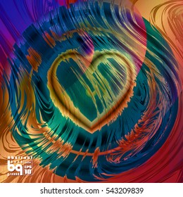 Valentines day background. Colorful gradient background heart. Vector illustration love, glitch. Print on textile.