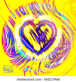 Valentines day background. Colorful gradient background heart. Vector illustration love, glitch. Print on textile.