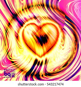 Valentines day background. Colorful gradient background heart. Vector illustration love, glitch. Print on textile.