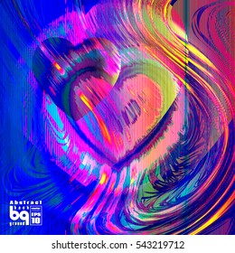 Valentines day background. Colorful gradient background heart. Vector illustration love, glitch. Print on textile.
