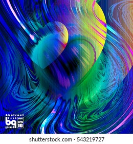 Valentines day background. Colorful gradient background heart. Vector illustration love, glitch. Print on textile.