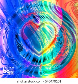 Valentines day background. Colorful gradient background heart. Vector illustration love, glitch. Print on textile.