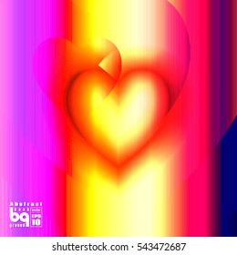 Valentines day background. Colorful gradient background heart. Vector illustration love, glitch. Print on textile.
