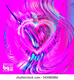 Valentines day background. Colorful gradient background heart. Vector illustration love, glitch. Print on textile.
