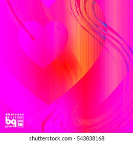 Valentines day background. Colorful gradient background heart. Vector illustration love, glitch. Print on textile.