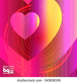 Valentines day background. Colorful gradient background heart. Vector illustration love, glitch. Print on textile.
