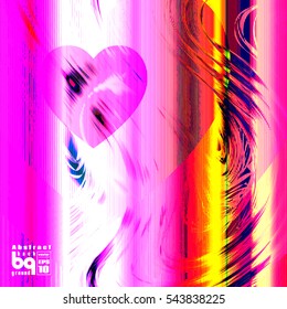 Valentines day background. Colorful gradient background heart. Vector illustration love, glitch. Print on textile.