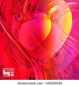 Valentines day background. Colorful gradient background heart. Vector illustration love, glitch. Print on textile.