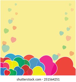 Valentine's Day background with colorful hearts.