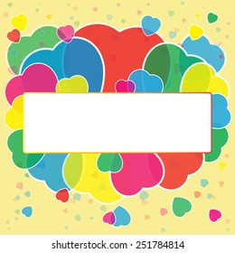 Valentine's Day background with colorful hearts. Vector illustration.