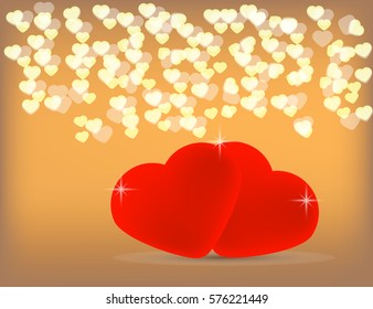 Valentine's day Background with colorful Hearts. Greeting Card. Vector illustration