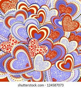 Valentine's Day Background with Composite Hearts, Vector Version