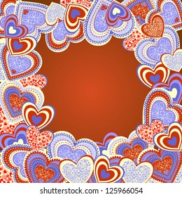 Valentine's Day Background with Composite Hearts, Vector Version
