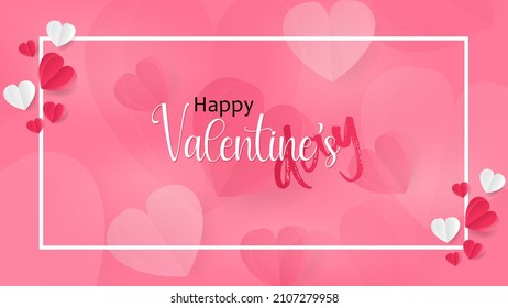 Valentine's day background concept. card, Poster, or banner Paper heart on pink background.