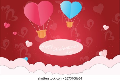 Valentines day background concept in paper style