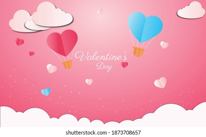 Valentines day background concept in paper style