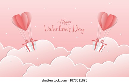 Valentines day background concept in paper style