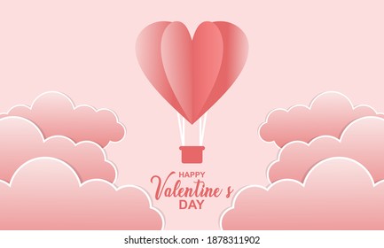 Concepto de fondo del día de San Valentín en estilo de papel
