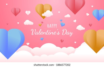 Concepto de fondo del día de San Valentín en estilo de papel
