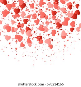 Valentines Day background with confetti in the shape of hearts.
