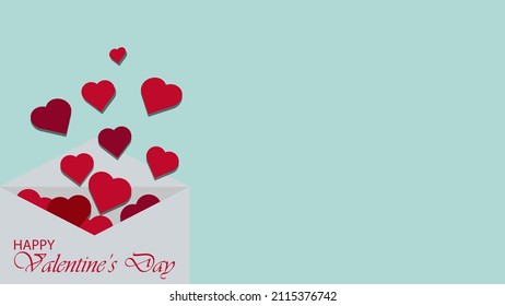 Fondo del Día de San Valentín con espacio para copiar, tierra y sobre. Vector editable. Fondo de escritorio. Diseño simple y limpio. Adecuado para el contenido con tema de San Valentín