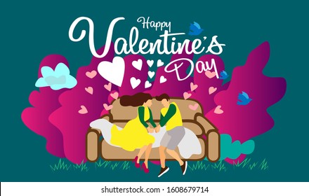 valentines day background with couple vector illustration in eps10