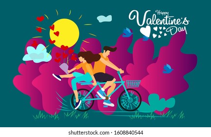 valentines day background with couple vector illustration in eps10