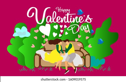 valentines day background with couple vector illustration in eps10