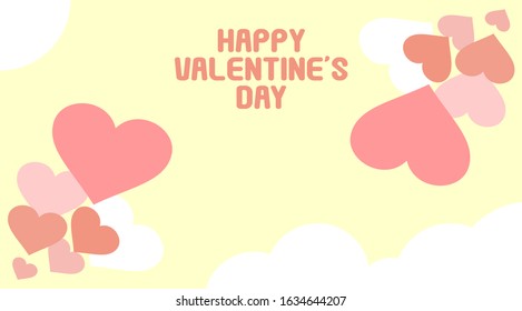 Valentine's day background cream colored with additional ornaments of love and clouds. vector illustration