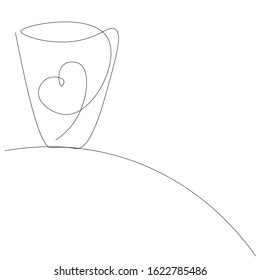 Valentines day background cup of coffee, vector illustration
