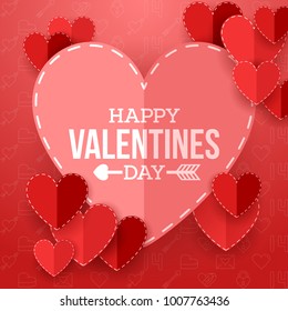 Valentine's day background with cut paper heart