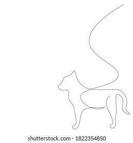  Valentines day background with cute dog with heart line drawing. Vector illustration