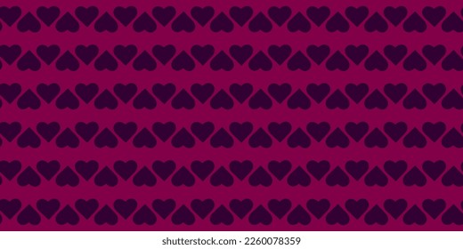 Valentines day background. Dark Pink hearts seamless pattern. Purple heart Love romantic theme. Vector abstract texture with hearts. Stylish minimal design for wrapping fabric cloth print wedding Dark