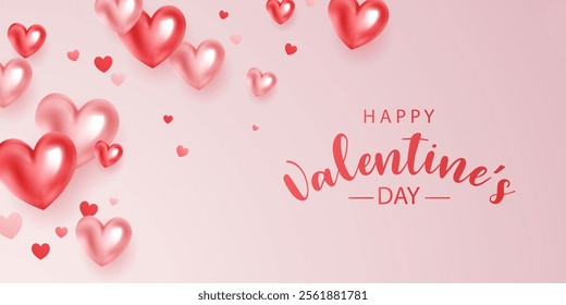 valentine's day background Decorated with beautiful heart balloons. Vector illustration