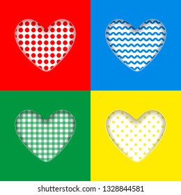 Valentine's Day background. Decorated hearts which is cut out from color background. Vector illustration EPS10