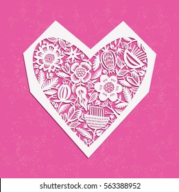 Valentine's day background with Decorative floral heart. Vector illustration.