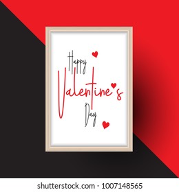 Valentines Day background with decorative text in a wooden frame