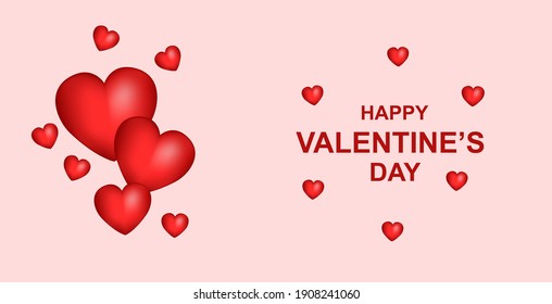 valentine's day background design. 3d heart design in red color. design used for banners.