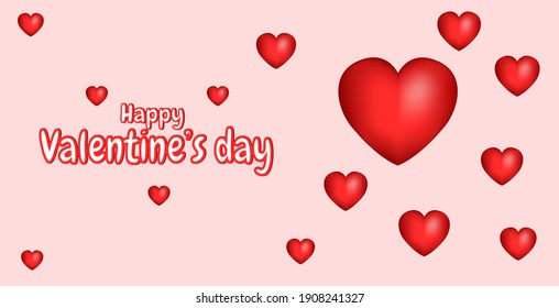 valentine's day background design. 3d heart design in red color. design used for banners.