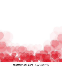 Valentines Day Background Design with Blurred Heart Stickers Scattered