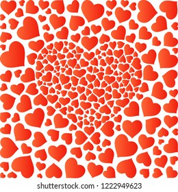 Valentines day  background design. Flat style vector illustration. Composition from the hearts. Vector illustration for Valentines day. Colorful Background pattern