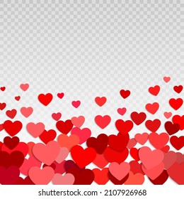 Valentines Day background design with heart stickers scattered. Happy valentines day heart shape elements. Cute love banner for Happy Women's, Mother's, birthday.
Vector illustration on png.