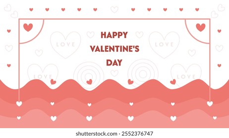Valentine's Day background design with heart and abstract shapes. Vector Illustration.