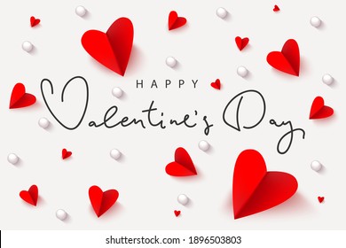 Valentine's Day background design with paper hearts and beads effect.Template for greeting cards ,advertising,flyers,advertising.